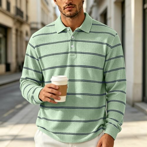 Rugby Shirt Men Henley Collared Button Mens Long Sleeve Tee Shirts - image 2