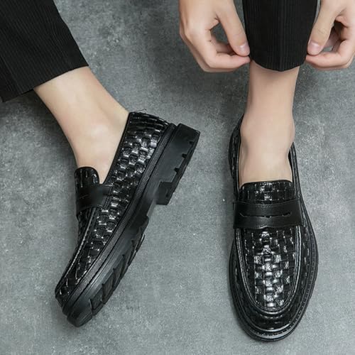 Men's Fashion Tassel Platform Slip-On Penny Loafers Luxury Round Toe Non-Slip Lug Sole Business Dress Shoes Daily Office Work Casual Shoes3