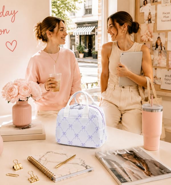 Image of LOVELYWIND Lunch Box for Women Cute Lunch Bags for Women Lunch Tote Bags Reusable Insulated Lunch Box Large Capacity Reusable Insulated Cooler for Work or Travel Gifts or Beach