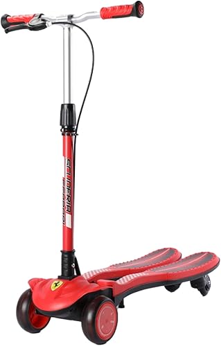 DAKOTT Ferrari Frog Scissors Double Foot Four Wheel Kids Scooter Hand Brake Flushing LED Light Wheels T-Height Height Adjustable Scooter