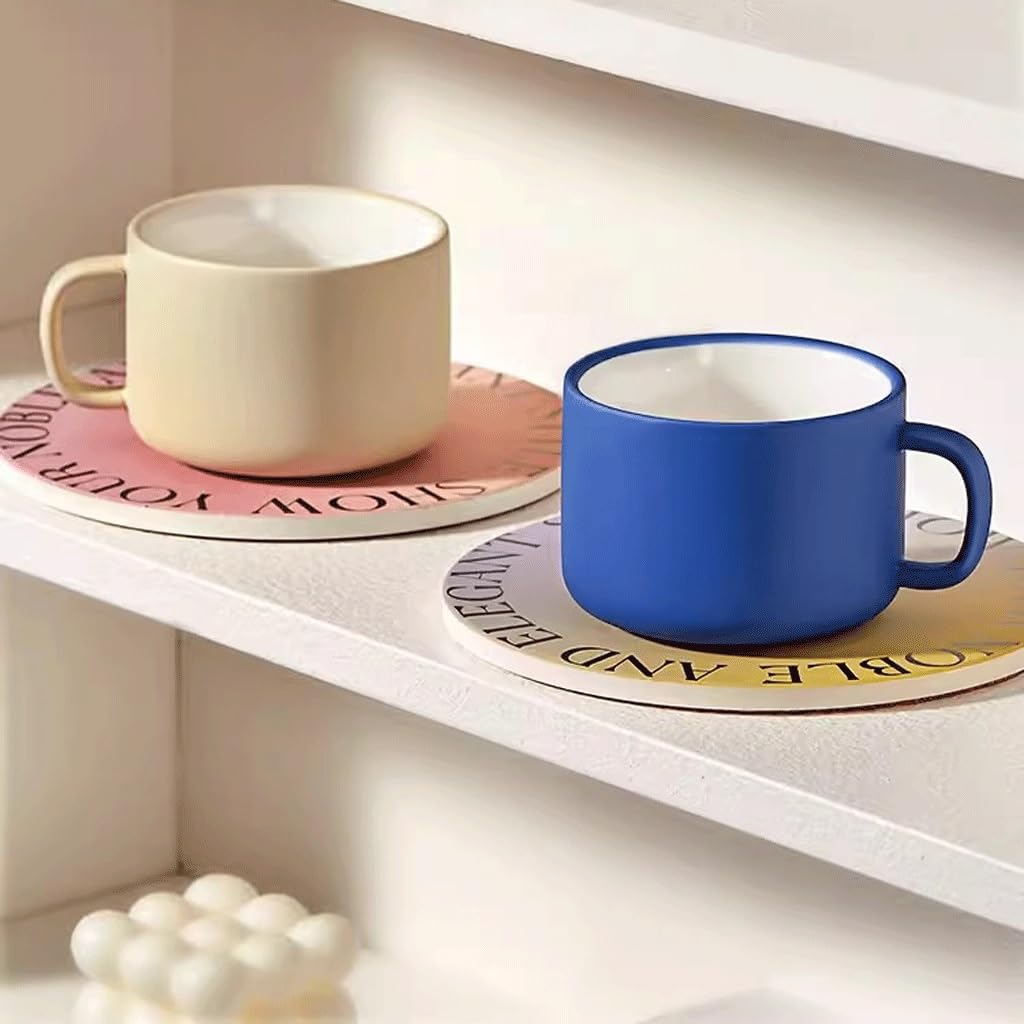 Tazza di Vetro, Tazza da tè, Tazza da caffè in Vetro, Set di Tazze da caffè e piattini, Tazza in Ceramica, Tazza da tè per Ragazze, Tazza da Coppia, Tazza da Ufficio (A)
