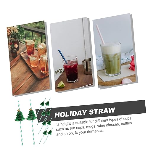COLLBATH 10 pitillos de papel con diseño navideño miniatura 6