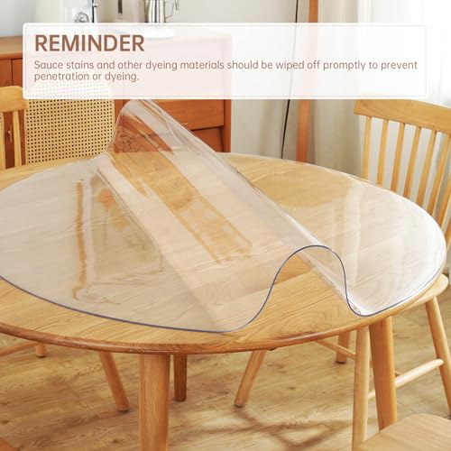 Image of Warmstar Clear Table Protector 2mm Thick, Dia.48 Inch Round Table Cover Protector, Plastic Table Cover, Clear Desk Mat Desk Pad, Desk Protector Mat for Coffee Table, Writing Desk, Dining Room