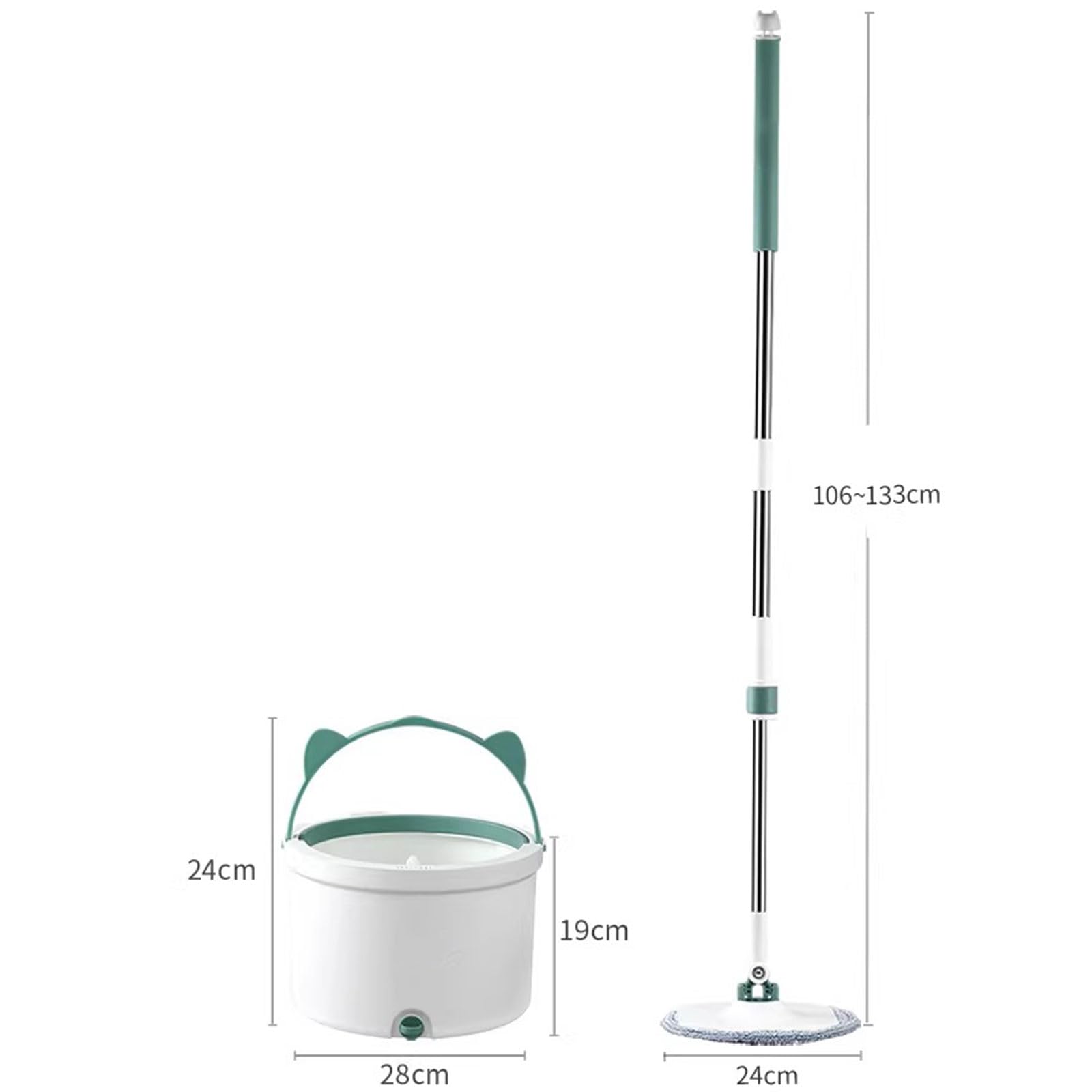 Juego de cubeta para fregona giratoria con escurridor, Sistema de Agua Limpia y Sucia con autoseparación, 1 Recambio Adicional de Almohadillas de Microfibra para fregona. diseño Compacto