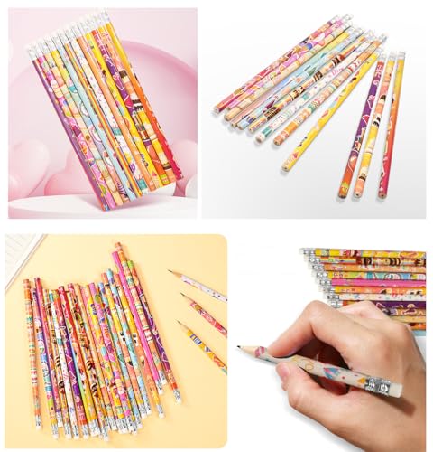 48 lápices multicolor con borrador para cumpleaños miniatura 6