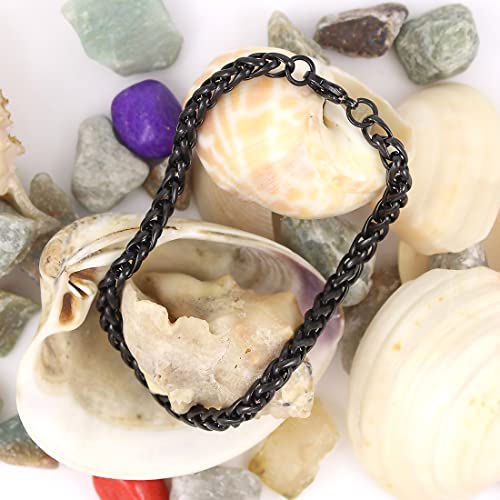 Stainless Steel Chain Wrist Bracelet (Black + Gold)