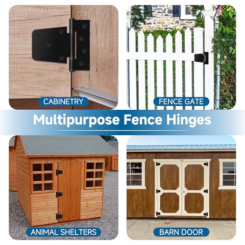 Image of 3.5 Inch Heavy Duty Gate Hinges, 10 Pack Black Iron Extra Thick T Door Hinges, Gate Hardware Kit for Indoor Outdoor, Shed, Wooden Fences, Vinyl Fence, Barn Door, Garage (Screws Included)