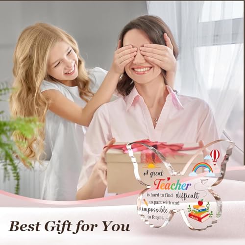 Image of Gifzy Teacher Appreciation Gifts for Women, Unique Butterfly Acrylic Plaque Desk Decor, Cute Teacher Birthday Christmas Gift, Teacher Daycare Preschool Kindergarten Gifts, 5 x 5 x 0.5 inches
