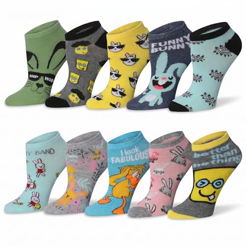 Image of Tipi Toe Women's 10 Pairs Lightweight Colorful Socks - Fun Low Cut Patterns for All-Day Comfort and Easy Everyday Style