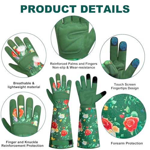 DLY Gardening-Gloves-for-Women, Breathable and Comfortable Long-Leather-Garden-Gloves - Image 2