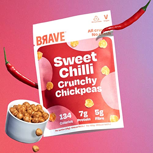 BRAVE Roasted Chickpeas: Healthy Snack, High Protein, Low Calorie - Variety Multipack (12 x 35g packs)