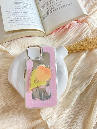 Image of COVERLY for iPhone 14 Plus 3D Romantic Rose Resin Phone Holder Case,Trendy Mirror Pop Cute Cartoon Sleek Makeup Art Love Couple Dream Propose Phone Holder Pretty Cover for Apple iPhone 14 Plus