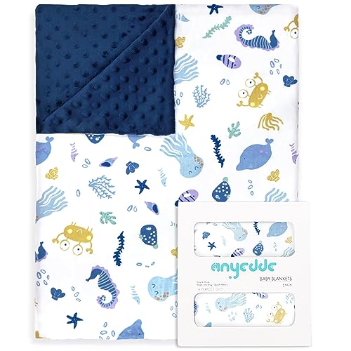 Image of ANYEDDE Baby Blankets Super Soft for Boys Girls - Underwater World Minky Baby Blanket, with Double Layer Unisex Newborn Travel Blanket for Toddler Nursery (30 x 40 Inch)
