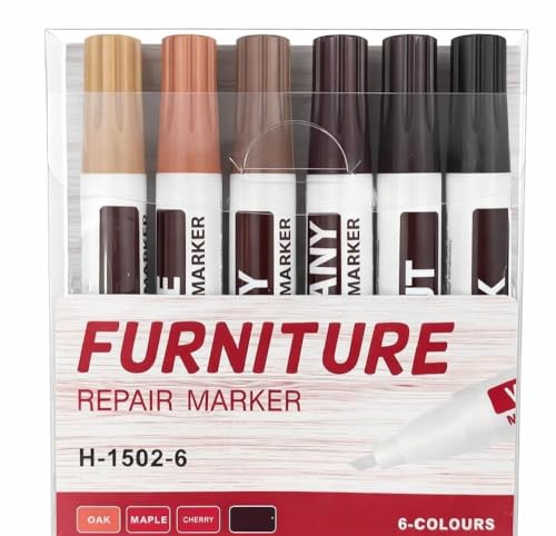 Image of KRySt Furniture Touch-Up Marker | Colour Wood Repair Markers for Scratch Removal on Wooden Furniture, Floor, Table, Cabinet & Door | Quick Dry Surface (Set Of 6)