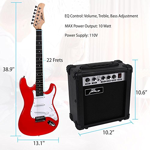 PylePro Full Size Electric Guitar Package w/ Amp, Guitar Bundle, Case & Accessories, Electric Guitar Bundle, Beginner Starter Package, Strap, Tuner, Pick, Ready to Use Out of the Box, Red (PEGKT15R) - Image 4