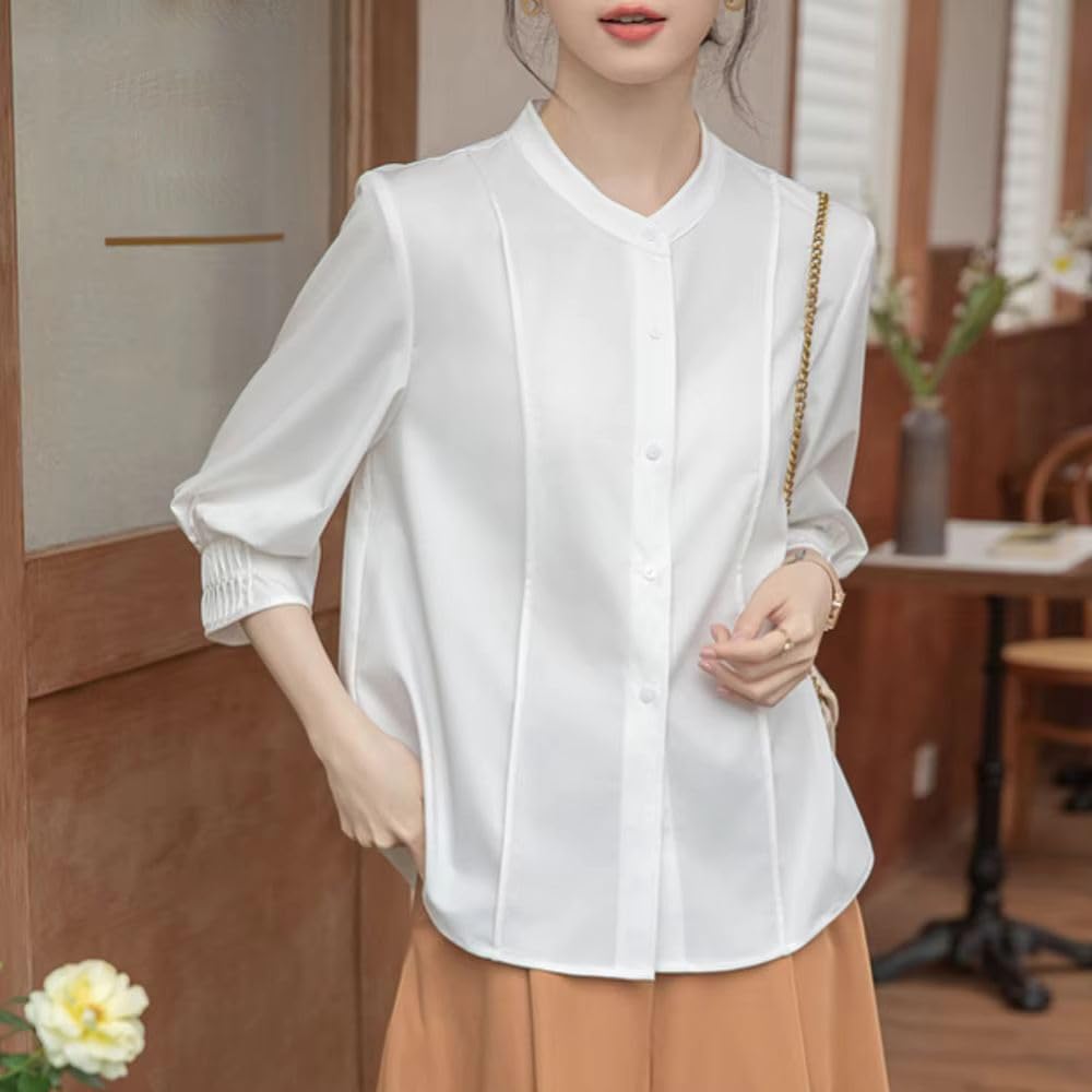 Blusa de gasa para mujer, manga 3/4, elegante, formal, informal, a juego