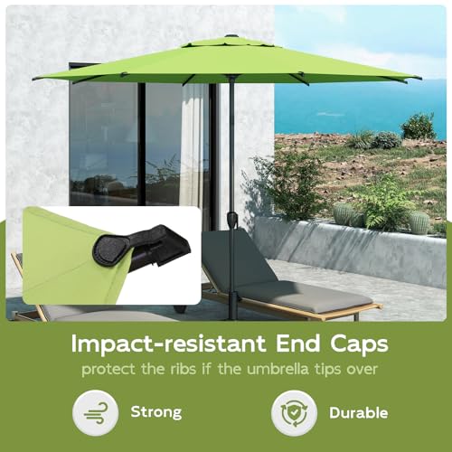 Image of Abba Patio 9FT Lyon Outdoor Patio Umbrella Outdoor Table Umbrella with Crank Market Umbrella 8 Sturdy Ribs UV Protection Waterproof and Push Button Tilt for Garden Deck Backyard Pool,Lime