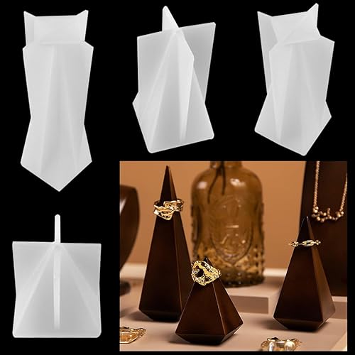 Voyyphixa 4 moldes de resina de cono cuadrado de silicona moldes de resina de cono cuadrado de cristal epoxi Moldes para hacer joyas de resina jabón