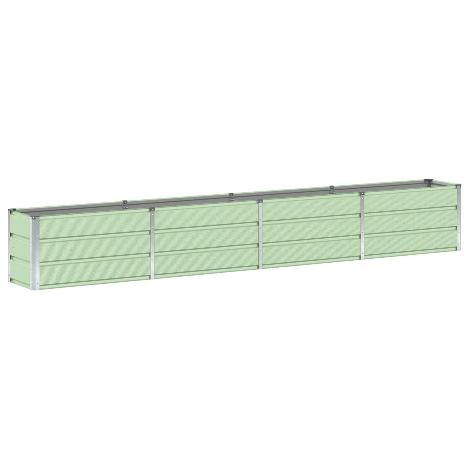 ACAGALA Aiuola rialzata in metallo, 320 x 45 cm, rettangolare, da giardino, in acciaio, aiuola per piante, aiuola da giardino, fioriera per verdure, frutta, erbe e fiori, verde