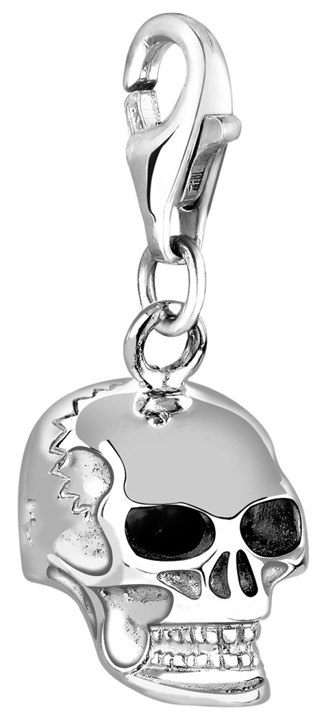 Nenalina Totenkopf Karabiner Charm Anhänger für Bettelarmband aus 925 Sterling Silber 713057-000