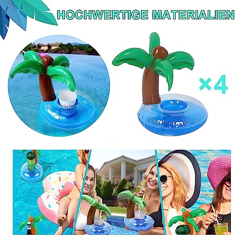 LATRAT Pack of 4 Inflatable Palm Tree Coasters, Jumbo Coconut Palms, Drinking Cup Holders - Image 4