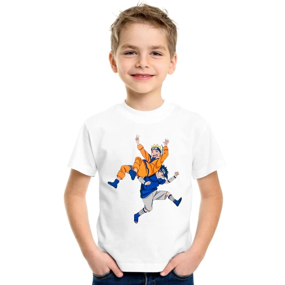 Casual Round Neck Regular Wear Poly Silk Cartoon Printed T-Shirts for Kid's Boy's (BT-02-T15-2-3 Year) White