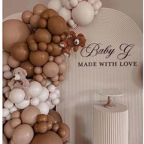 Image of 412pcs Brown Balloon Garland Arch Kit 18 12 10 5 Inch Different Sizes Matte Rretro Latex light brown Balloons for Baby Shower Birthday Wedding Graduation Anniversary Party Decoration