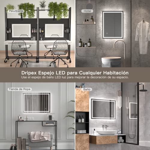 Dripex-Espejo-de-Bano-con-Luz-LED-60-x-80-cm-Tactil-Antivaho-Luz-Blanca-Fria-6400K-Espejo-de-Bano-Pared-con-Iluminacion