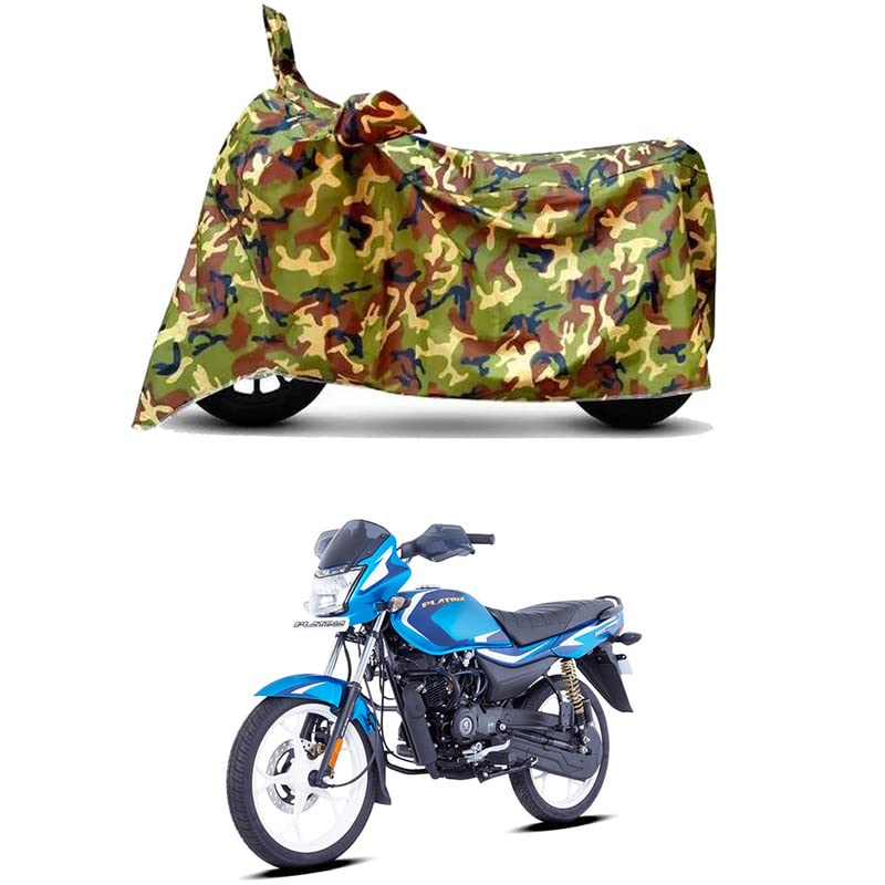Image of Waterproof 100% PVC Coated Bike Scooty Two Wheeler Body Cover Compatible for Bajaj Platina 110 ES Drum /UV-Rays /Heat Protection /Birds Dropping /Scratchproof /Dust Proof /All [6X6 Jungle Print]