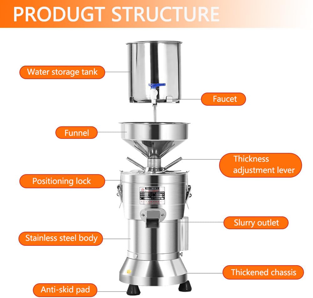 Komercyjna Maszyna Do Produkcji Mleka Sojowego Z Separacją żużlu, Automatyczna Maszyna Do Produkcji Mleka Sojowego O Mocy 1100 W, Wydajność 25 Kg/H Do Mleka Sojowego W Kuchni, Suszonej Fasoli, Tofu