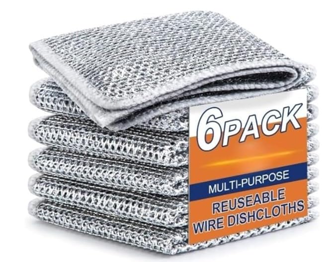 VBR Non-Scratch Dish Wash Cloth (Pack of 6), Steel Wire Dish Cloth, Wire Dishwashing Rags for Wet and Dry Stainless Steel Scrubber Non-Scratch Wire Dishcloth for Washing Dishes Sinks Counters (B0D9SLFRTW) Amazon Price History, Amazon Price Tracker