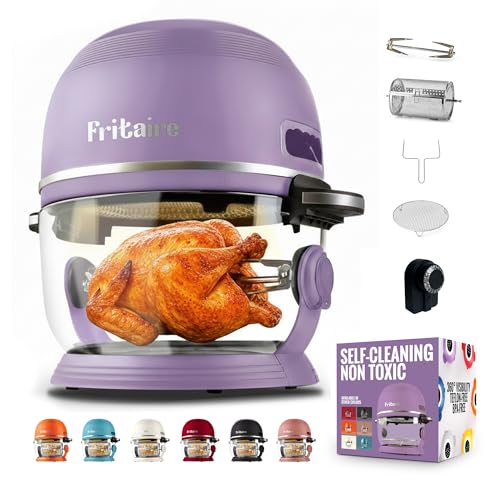 Non Toxic Air Fryer™ - Glass AirFryer 5 Quart w/ 360 Visibility, Self-Cleaning, 400F Vortex Air Fryer for Even Cooking, BPA-Free Teflon Free, 9-in-1 Functions, Rotisserie, Roast, Bake, Lavender