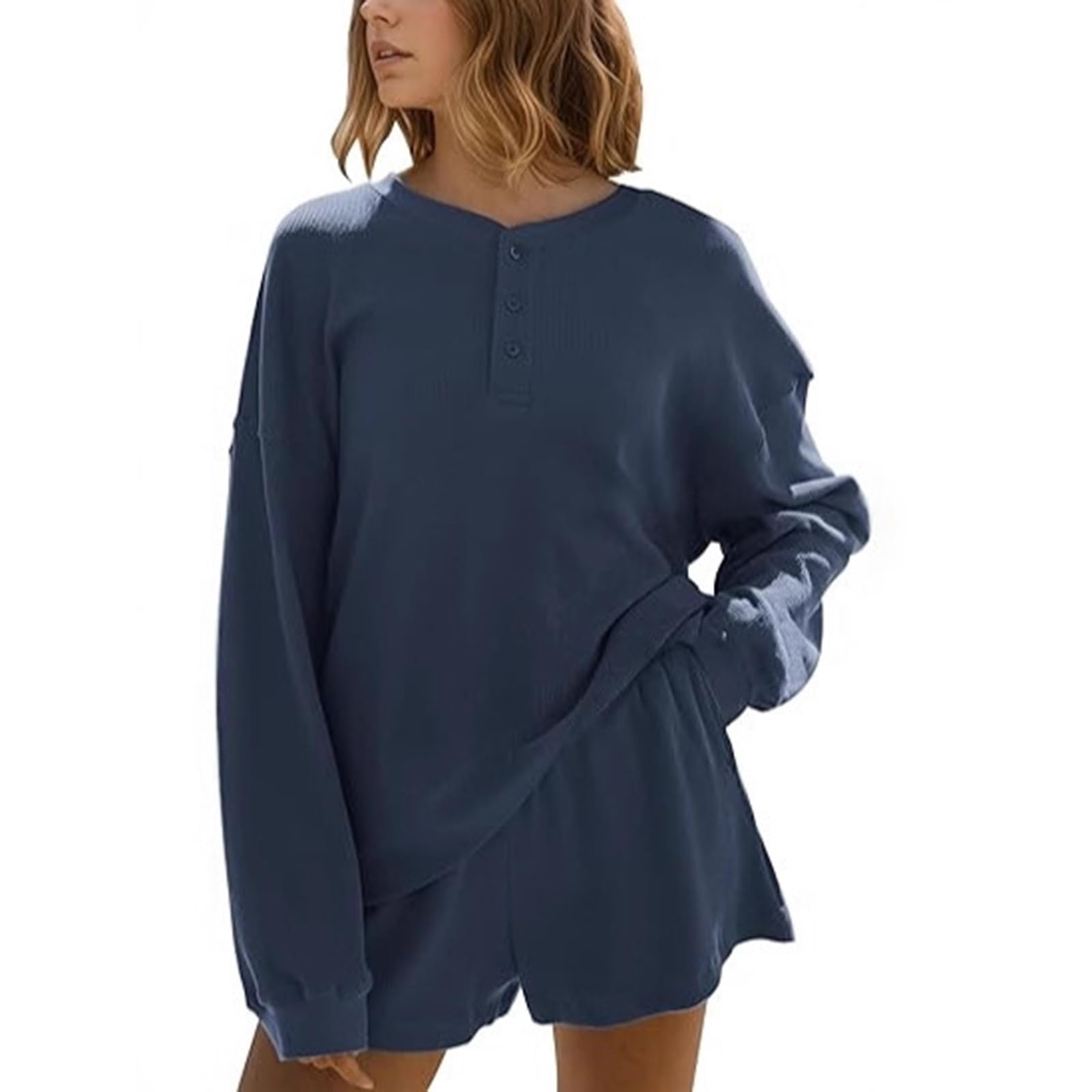 Gumipy Lounge Sets for Women Sweatsuits 2 Piece Outfit Long Sleeve Shirts And Shorts Matching Sets Casual Two