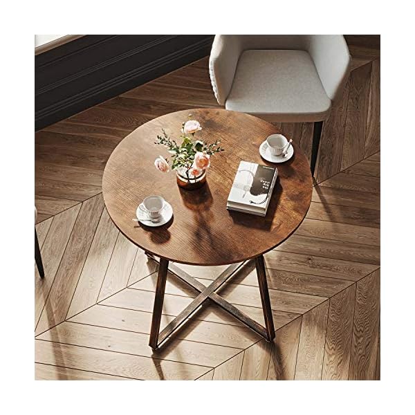 Rolanstar Dining Table Rustic Round Table with Metal Legs for Kitchen Living Room Coffee Table Bristro Table for Cafe/Bar - Image 4