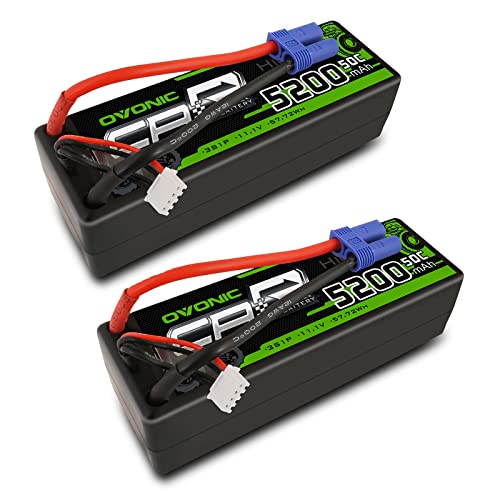Flash Sale Ovonic 50C 3S 5200mAh 11.1V Lipo Battery with EC5 Connector for Arrma Kraton Outcast Notorious Senton Typhon Granite 4x4 3blx Electric Powered 1/8 Scale RC Cars and Trucks Buggy Truggy (2pcs)