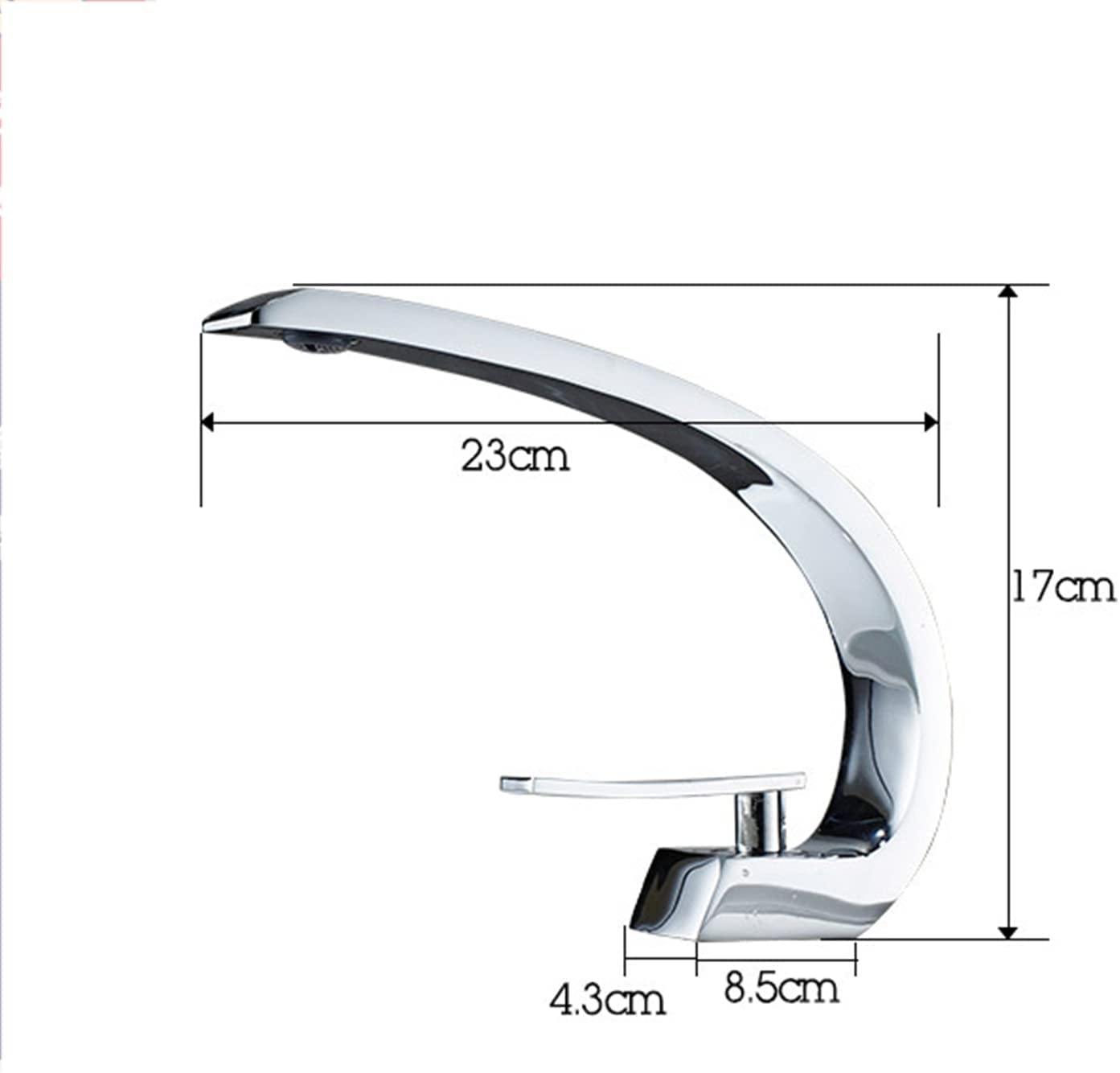 Ksunun Grifo de baño con caño de cascada de arco alto Grifo de lavabo de baño de latón Grifo mezclador de lavabo de agua fría y caliente Grifo aireador Grifo de lavabo Grifo monomando para lavabo de