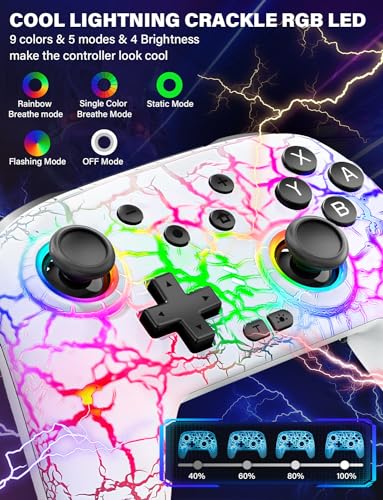 Image of ZRZLMVP Switch Controller Wireless for Nintendo Switch /OLED /Lite /Switch 2, 1000mAh Rechargeable Pro Controllers with 9 Colors LED Light, Switch Remote Control Gamepad with Turbo, Vibration, Wake Up