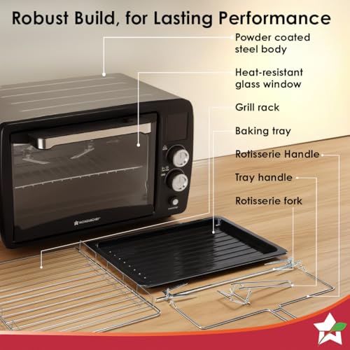 Image of Wonderchef Digital OTG Oven Toaster Griller Rotisserie, 23 L, 9 Pre-set Functions, Adjustable Time & Temperature, 230⁰ C - 2 Hour Timer, Heat-resistant Glass Window, 2-Yr Warranty