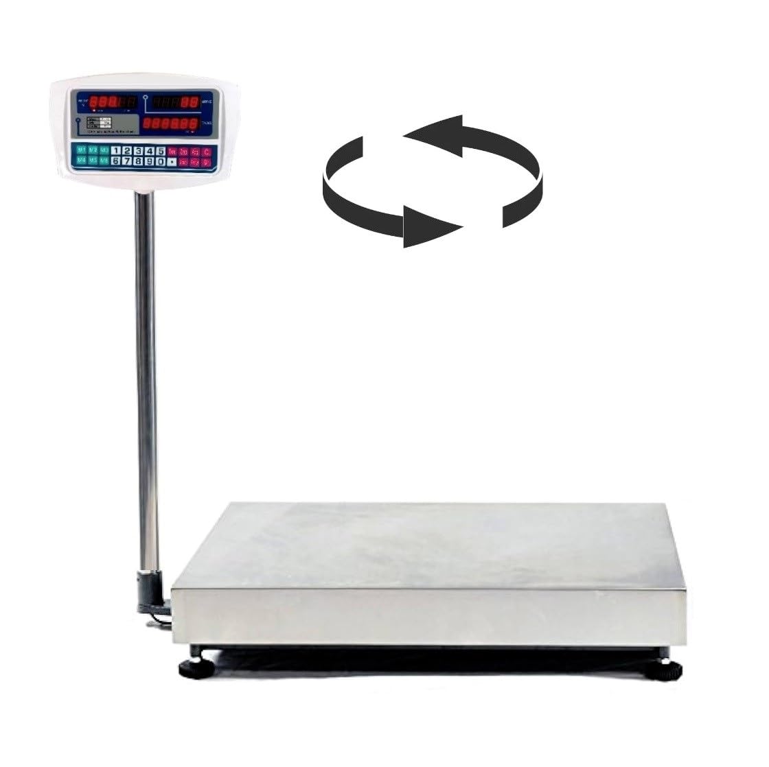 Báscula Industrial 300kg/100g Pantalla LCD Digital, Plataforma Acero Inoxidable 30x40cm, Balanza Industrial De Paquetes Postales Pesaje Oficina De encomiendas, Correos 220V y Bateria integrada