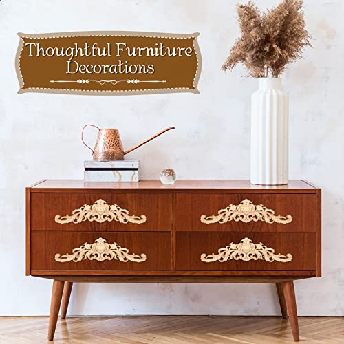 8 Pcs Wood Appliques Decorative Wood Appliques and Onlays for Furniture Wood Carved Onlays Appliques DIY Decorative Wood Appliques Long Wood Carving Appliques for Door Decor, 2 Sizes (Stylish Style)