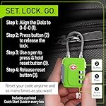 Untethered TSA Luggage Locks (3 Pack) – Resettable 3-Digit Combination TSA Approved Travel Padlocks for Suitcases, Backpacks, Gym Bags & Checked Baggage (3 Pack | Green) - Image 4