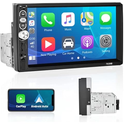 Hikity Radio de Coche 1 DIN con Apple Carplay y Android Auto Cover
