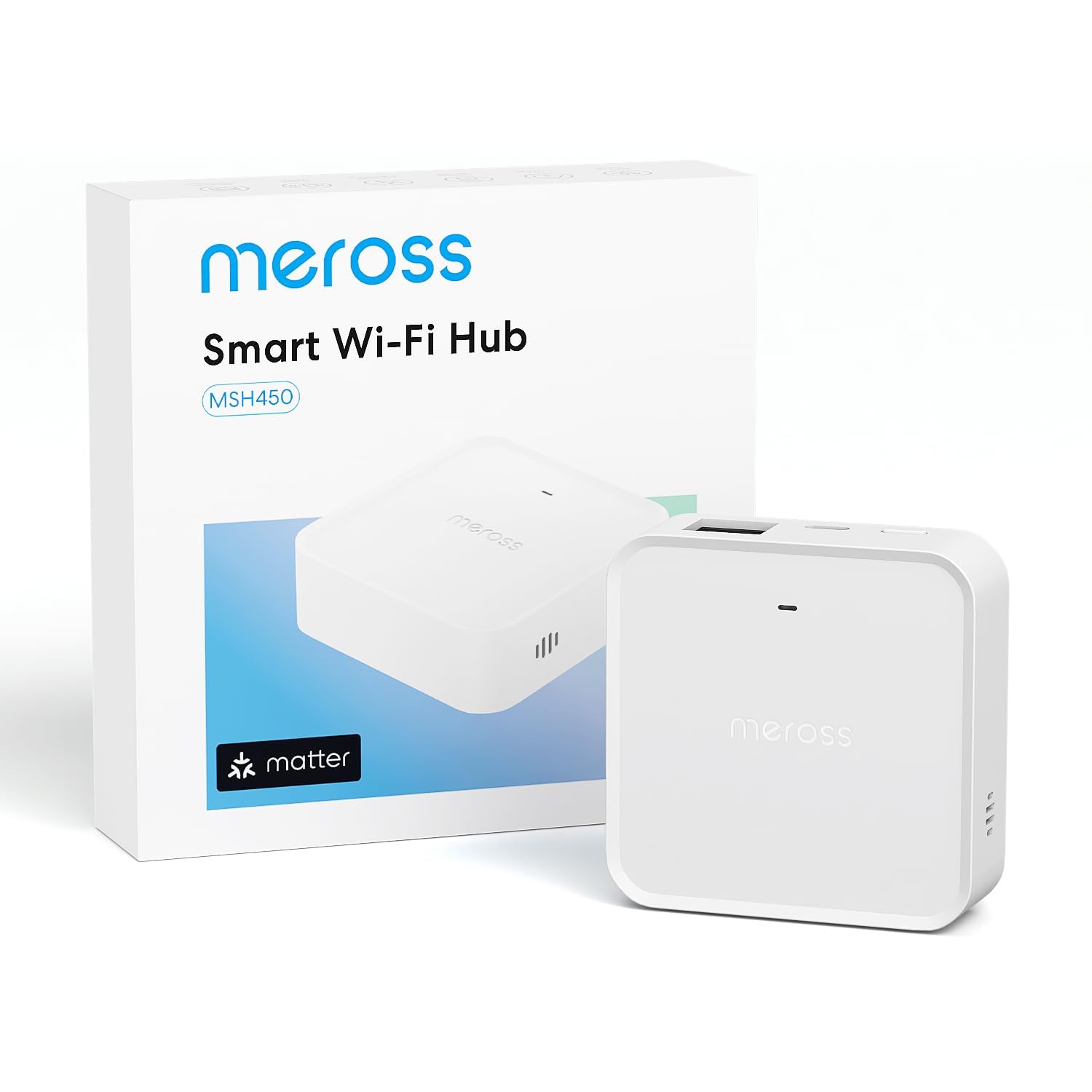 Meross Smart Hub Matter MSH450 | Alarme 110 DB & Port Ethernet | Prend en Charge Détecteur Fumée, Capteurs (Porte/Fenêtre, Fuite Eau, Temp/Humidité) - Compatible avec Apple Home, Alexa et Google Home