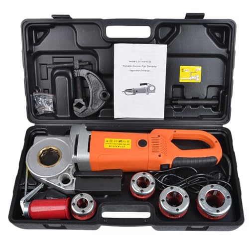 Maquina Roscadora Kit de roscado de tubos, roscador de tubos eléctrico portátil, máquina roscadora de tubos con motor de cobre, máquina roscadora de tubos de mano con alambre, portátil, livi