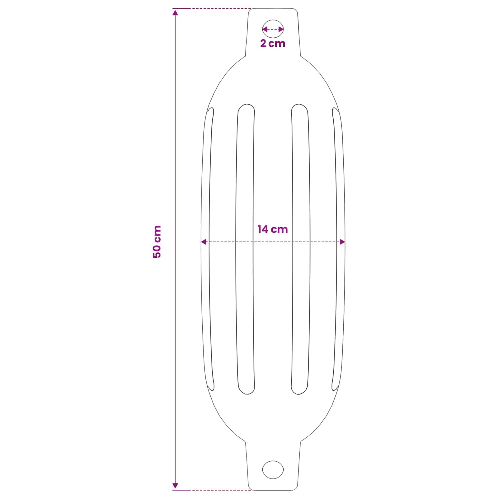 Pare-battages de Bateau 2 pièces Ø 14 x 50 cm en PVC Blanc pour amarrage, Docking, Quai, Marina, Ponton, accès Bateau, nautisme, résistant à l'eau et aux intempéries