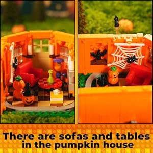Halloween Pumpkin House Building Kit, Whimsical Halloween Building Set Décor with Adorable Ghost and Pumpkin Toys, Cute Halloween Party Gift, Halloween Building Bricks Compatible with Lego Halloween Pumpkin House Building Kit Whimsical Halloween Building Set Decor with Adorable Ghost and Pumpkin Toys Cute Halloween Party Gift Halloween Building Bricks Compatible with Lego