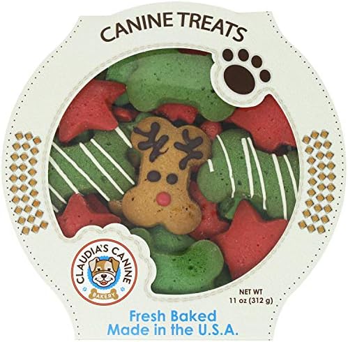 Claudia's Canine Bakery Gourmet Christmas Dog Treats - 11 Oz. Tub (Reindeer Wonderland)