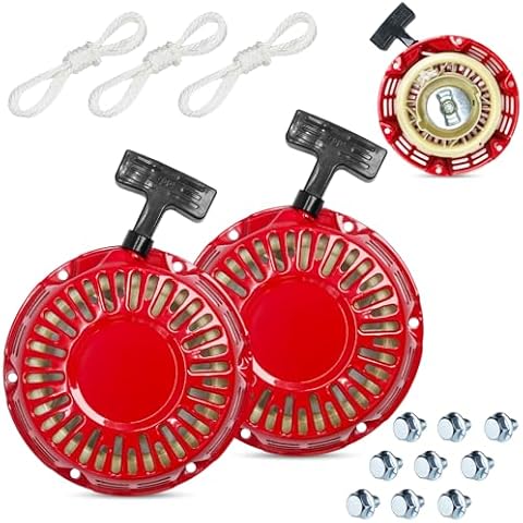 Engree 2 Pack GX160 Recoil Starter for Honda Replacement Flat Claw GX160,GX200 w/Recoil Starter Rope x3 Bolts x9 GX160 Pull Start AssemblyReplacement 28400-Z0T-003ZB 28400-ZH8-023ZB 28400-Z4M-305ZB Cover