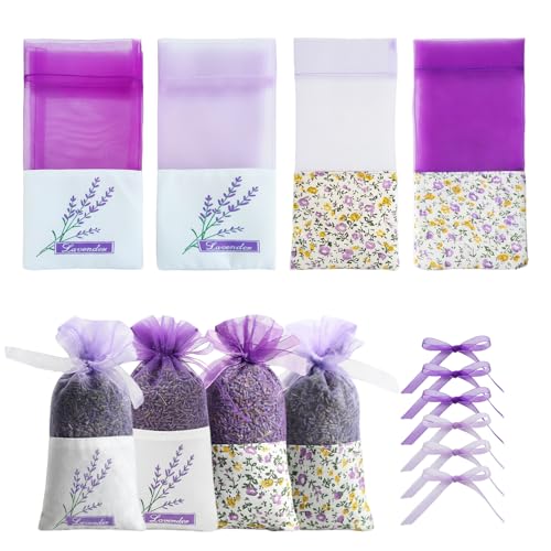 32 Stück Lavendelsäckchen 4 Verschiedene Lavendelsäckchen Leer Lavendel Duftsäckchen Geeignet zum Befüllen mit Lavendel Gewürzen und Kräutern Ideal für Kleiderschränke Zimmer und Autos