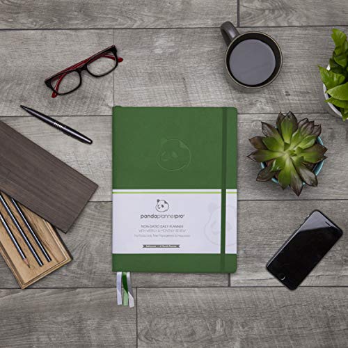 Panda Planner Pro - Best Daily Planner - Boost Happiness & Productivity - 6 Month Undated - Guaranteed Organization - Green 8.5 X 11" Large Planner #TOP4